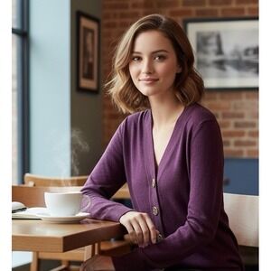 Tory Burch Women's Purple Merino Wool Cardigan - Size S